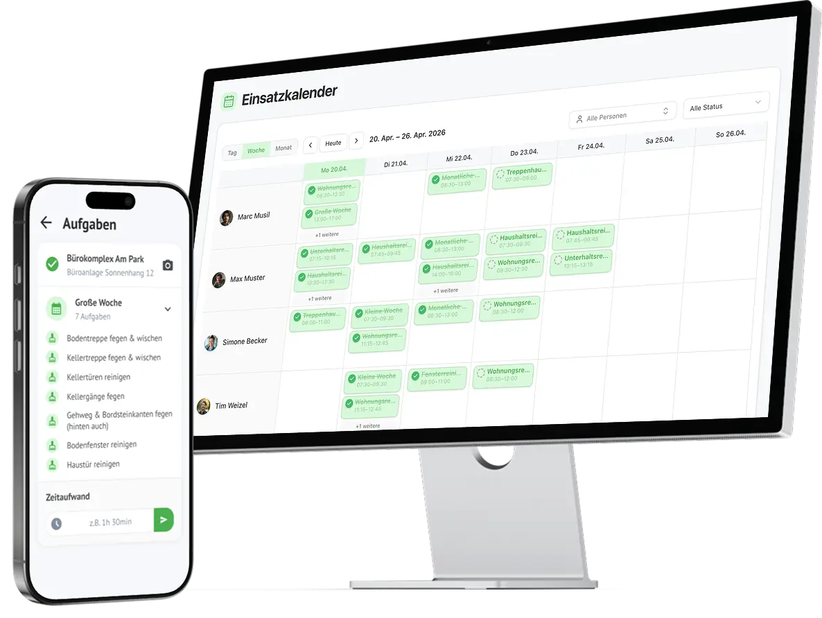 Cleanova – Deployment Calendar on Desktop